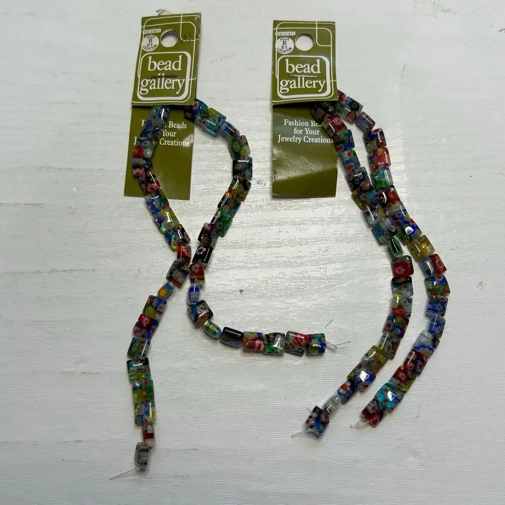 Bead Gallery Glass Stone Shell Millefiori Bead Lot 7 Cards